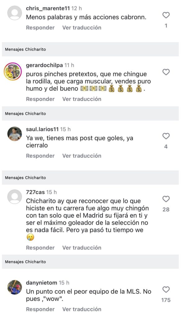 Mensajes molestos de fans al Chicharito Harnández